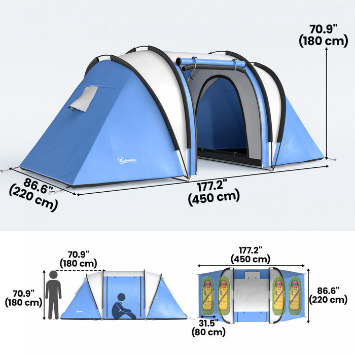 Outsunny Tente de Camping avec 2 Chambres et Espace Salon, Etanche 3000mm
