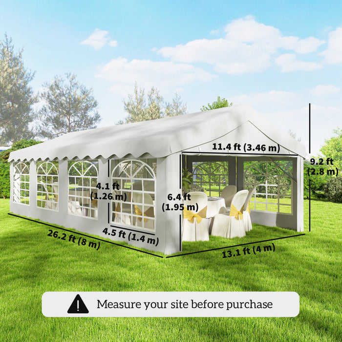 Outsunny Tente de Reception Grande et Robuste 4 x 8 m avec Parois Laterales, Blanc