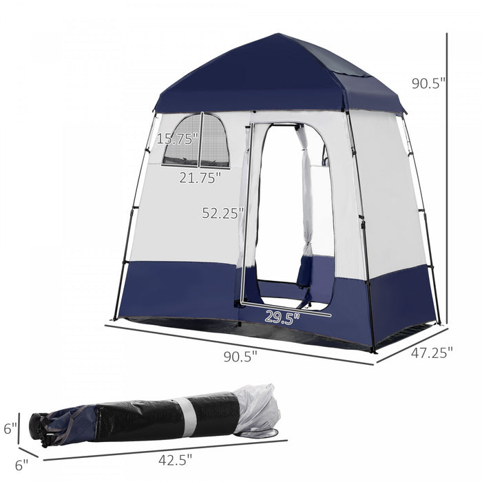 Outsunny Tente De Douche Avec Sac De Douche, Sol, Sac De Transport, Bleu