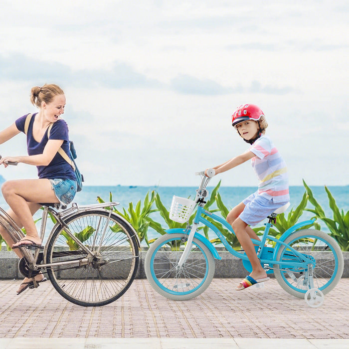 Prorider 18\" Enfants Velo Tout-petit Velo Avec Roue D'entrainement Pour 4-8 Ans Bleu