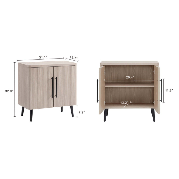 Jodie – Cabinet d’appoint cannele style milieu du siecle de 31\" en chene blanchi