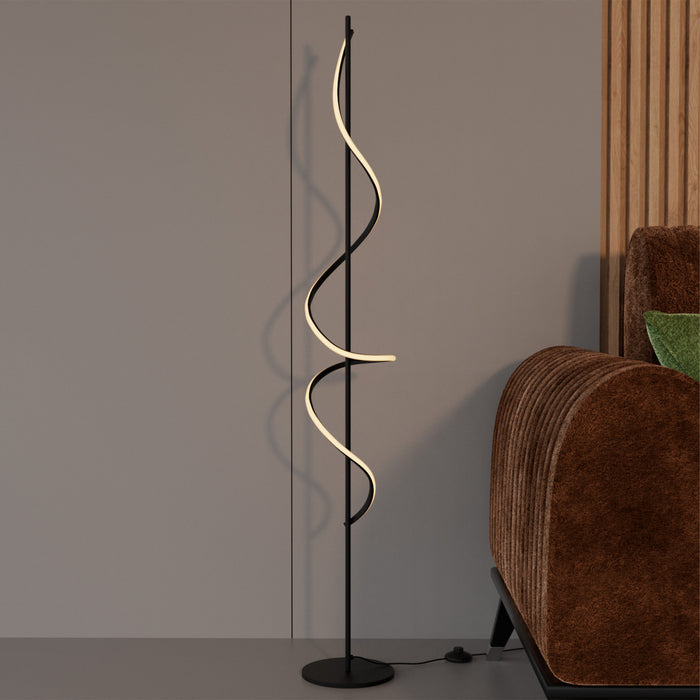 Lampe à pied à DEL de 51 po noir mat avec gradation progressive