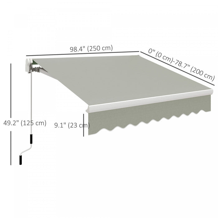 Store retractable manuel 2,5 m x 2 m pour patio - Auvent exterieur - Gris clair