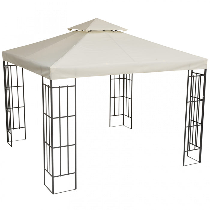 Outsunny 9,8 'x 9,8' Carre 2 Niveaux Belvedere Auvent Remplacement Couverture Superieure Exterieur Jardin Pare-soleil, Blanc Creme