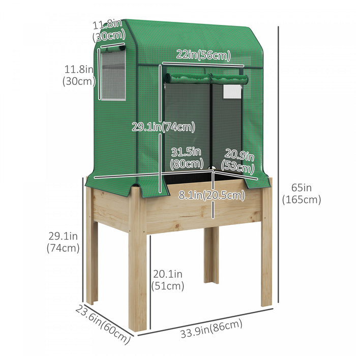Outsunny Lit De Jardin Sureleve Avec Housse De Serre En Pe Et Doublure De Lit, Jardiniere Surelevee Avec Pieds Pour Legumes, Fleurs, Herbes