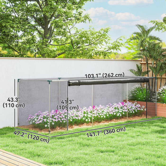 Outsunny Tente de Protection pour Plantes 12' x 4' avec Porte, Noir