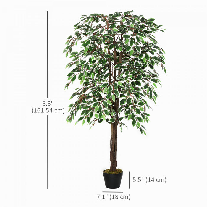 HOMCOM Ficus artificiel en pot de 1,5 m pour deco interieure et exterieure