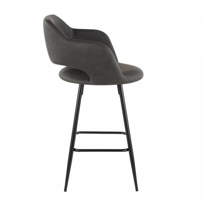 Tabouret contemporain Margarite de hauteur comptoir en similicuir gris - ensemble de 2