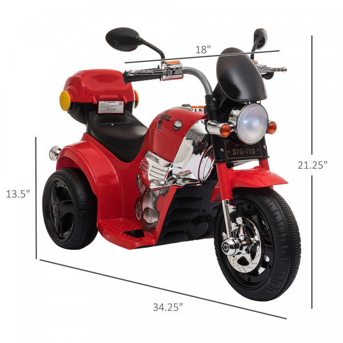 Aosom Moto Electrique Enfants Jouet 6v Alimente Par Batterie Tricycle Electrique Jouets Pour 18-36 Mois Avec Musique Legere Mp3 Boite De Rangement Rouge