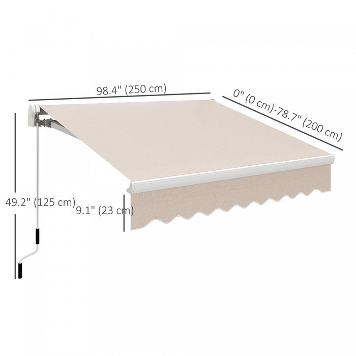 Store Retractable Manuel pour Terrasse 250 x 200 cm, Protection Solaire, Beige