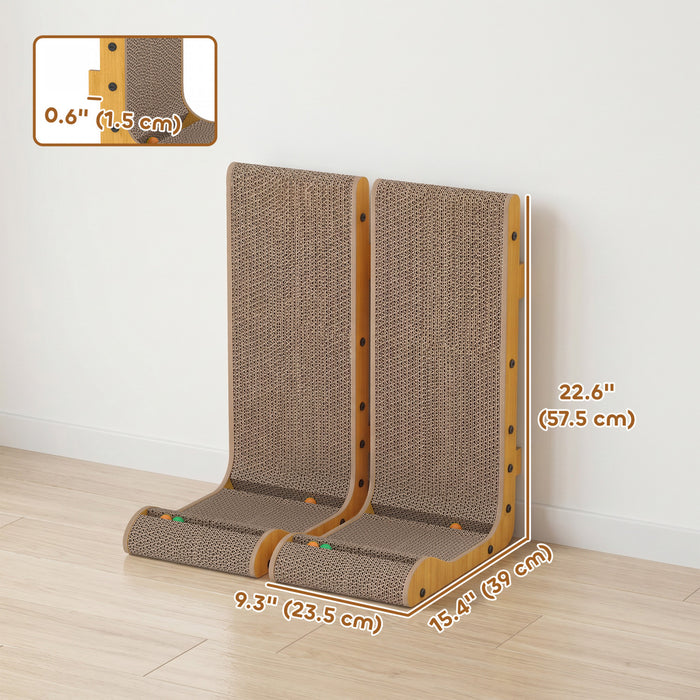 PawHut griffoir pour chat en carton en forme de L, 57,5 cm, lot de 2