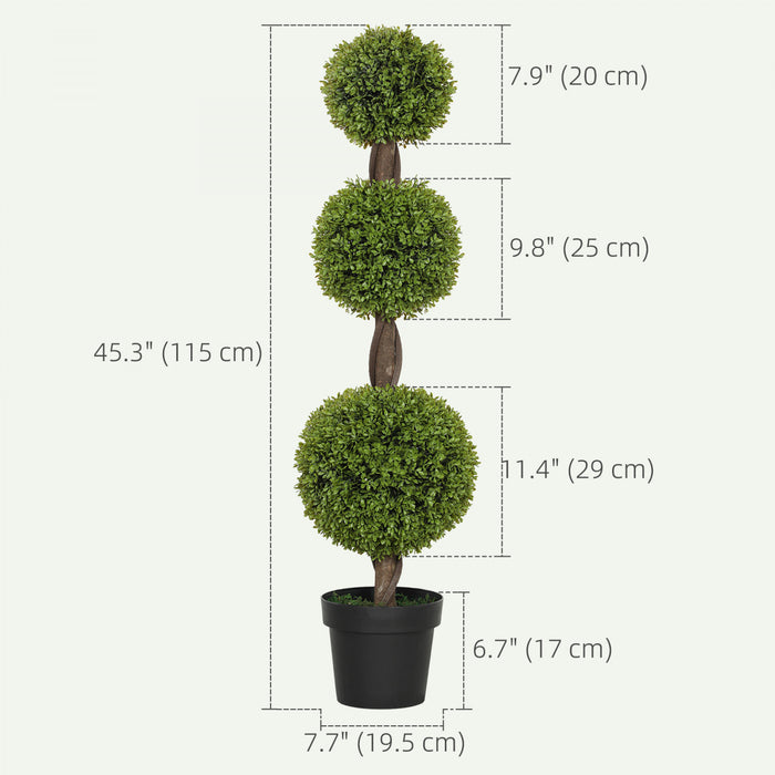 HOMCOM Lot de 2 Plantes Artificielles Decoratives en Buis avec Pots, 45.3\"