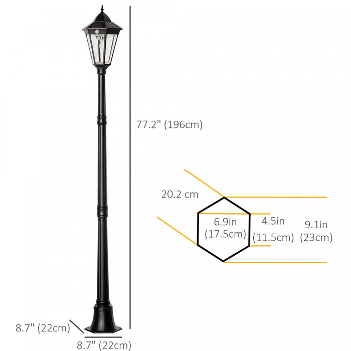 Outsunny Lampe Solaire De 77\", Lampadaire D'exterieur En Aluminium Etanche