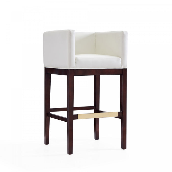 Tabouret de bar rembourre en bois style Mid-Century Modern Kingsley, ivoire - Lot de 3