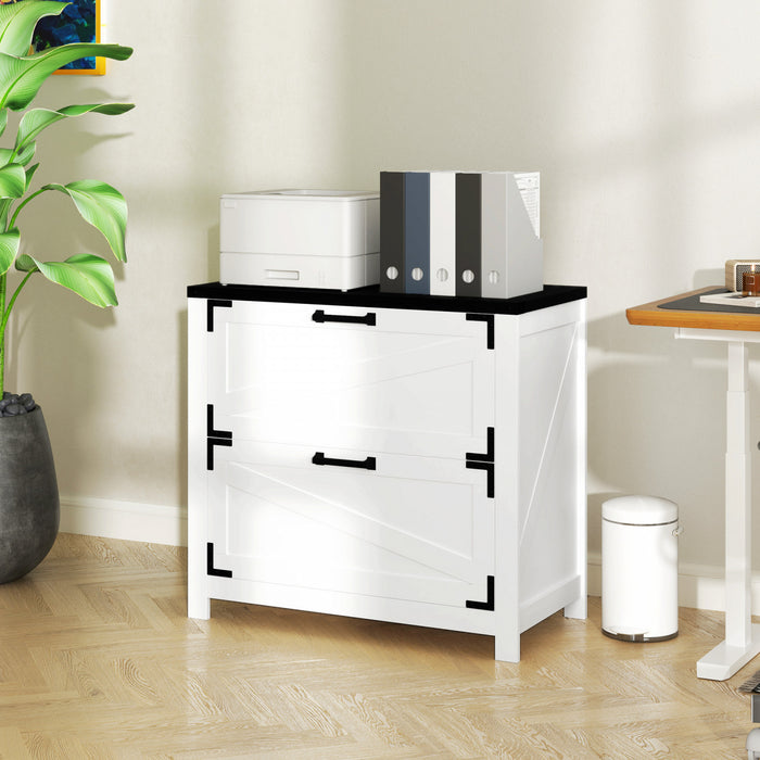 HOMCOM Classeur vertical a 2 tiroirs pour bureau a domicile, Blanc