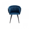 Chaise de salle à manger avec accoudoirs Hildy en velours bleu (ensemble de 2)