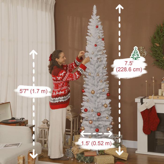 HOMCOM Sapin de Noel de 7,5pi avec LEDs Synchronisees, Sapin de Noel, Blanc