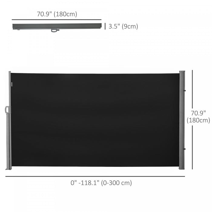Outsunny Auvent Lateral Retractable Ecran De Confidentialite Pliable, Noir