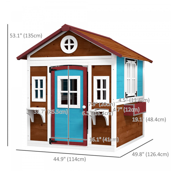 Outsunny Cabane pour Enfants, Cabane d'Exterieur en Bois pour Jardin, Beige