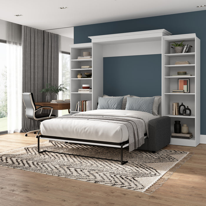 Grand lit escamotable Versatile de Bestar de 115 po (L) avec sofa et organisateurs de garde-robe - blanc 