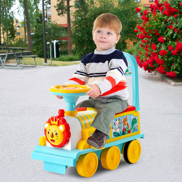 Jouet De Train Motorise Electrique 6v Pour Enfants Sur Train Avec Piste Et 6 Roues Bleue