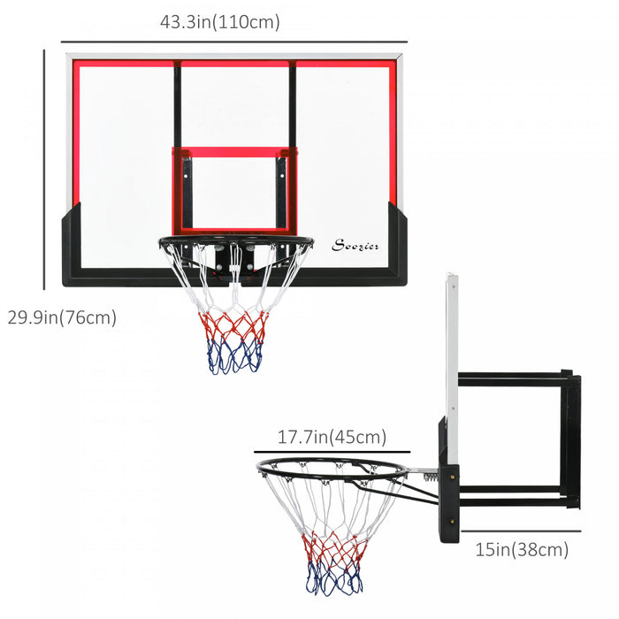 Panier De Basket-ball Mural Soozier Avec Panneau Incassable, Noir