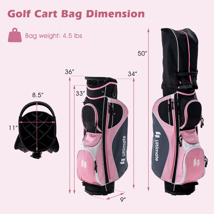 Ultimate Femmes Complete Golf Club Set Golf Club Package Set Avec Capuchon De Pluie, Main Droite Rose