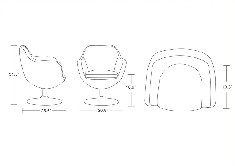 Fauteuil lounge pivotant moderne Caisson en tissu blanc - Lot de 2