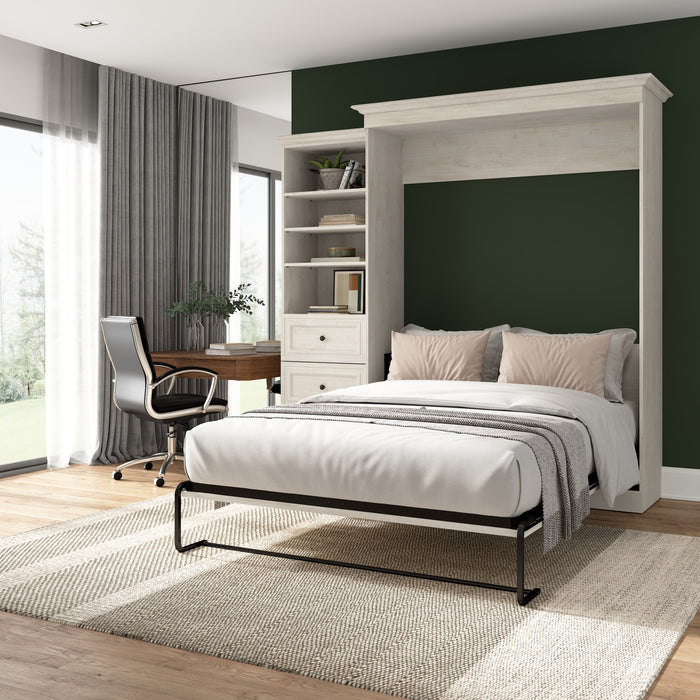 Grand lit escamotable Versatile de Bestar de 92 po (L) avec organisateur de garde-robe et tiroirs - blanc