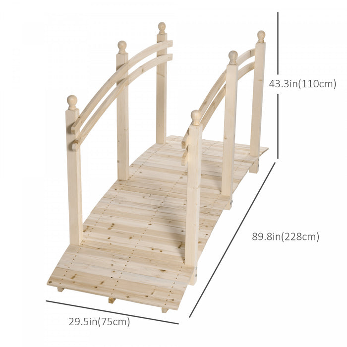 Outsunny Pont De Jardin Decoration Exterieure Pont De Bassin Passerelle En Bois Bois De Sapin Naturel