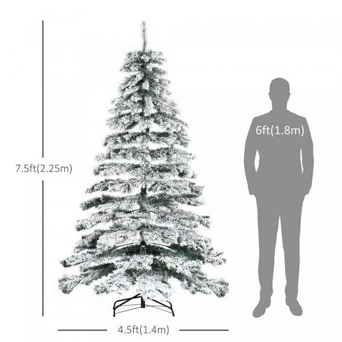 Homcom Arbre De Noel Floque De Neige Artificielle De 7 Pieds Avec 1083 Pointes De Branche