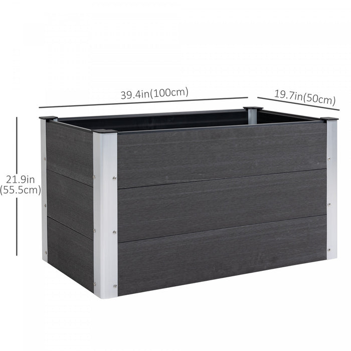 Outsunny Jardiniere En Bois Sureleve 3' X 2' X 2' Jardiniere En Bois Et Plastique Pour Fleurs, Legumes, Herbes, Gris