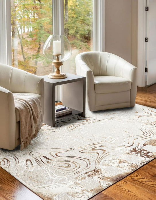 Tapis Contemporain/Moderne Echo 8'0\" x 10'0\" en Brun clair