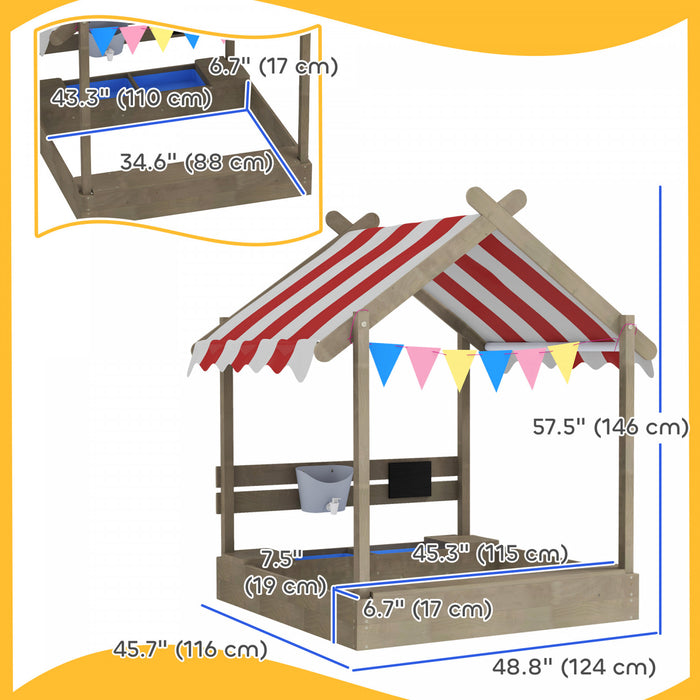 Bac a sable exterieur Outsunny avec couvercle pour enfants de 3 a 7 ans, jardin, gris