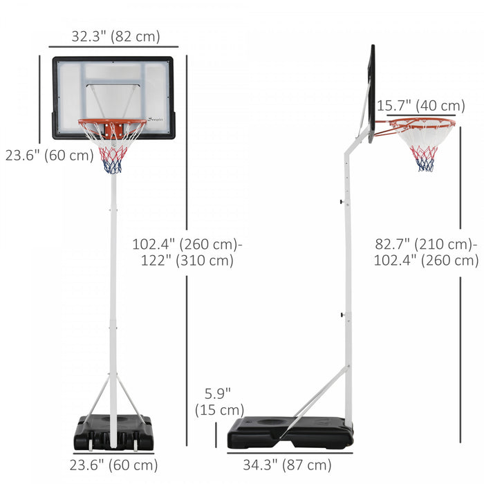 Soozier Panier De Basket Portable Reglable De 8 A 12 Pieds Avec Roues