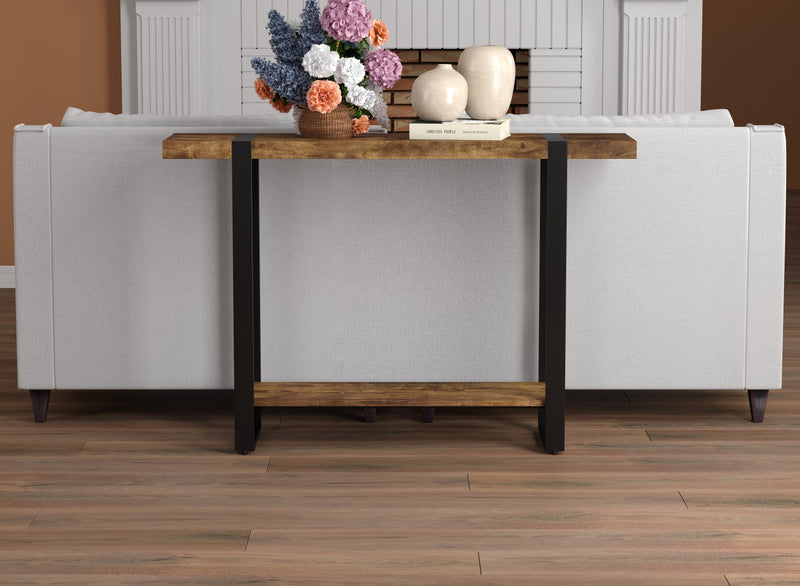 Console de 47 po avec 1 tablette - apparence de bois recyclé avec métal noir