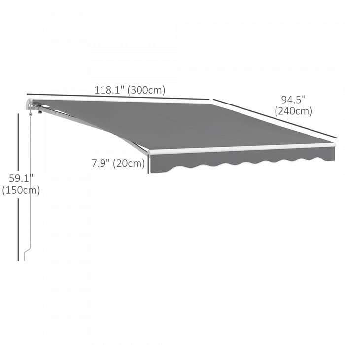 Outsunny Auvent Electrique Retractable 10' X 8' Avec Telecommande, Gris