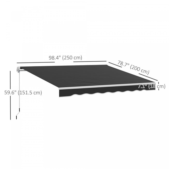 Outsunny Store Retractable 8' x 7', Abri de Terrasse, Pare-Soleil, Noir