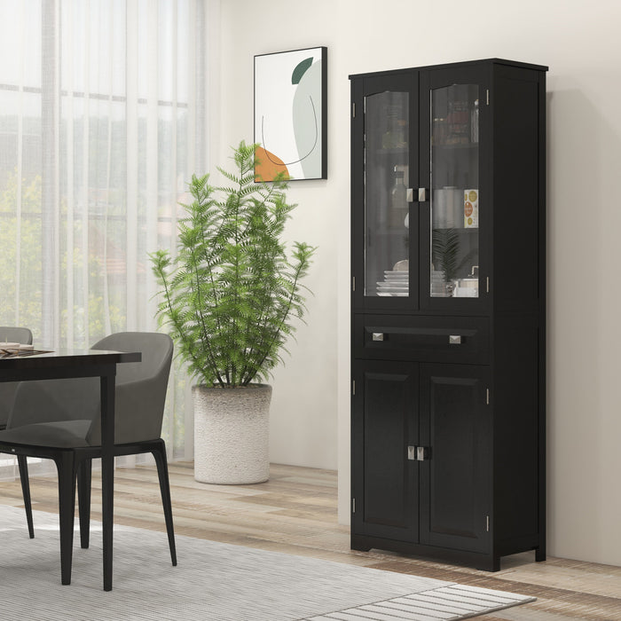 HOMCOM Armoire de rangement de la cuisine etageres reglables porte vitree