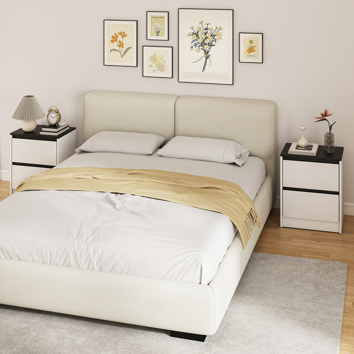 HOMCOM Ensemble de 2 Tables de Nuit, Tables de chevet avec 2 Tiroirs, Blanc