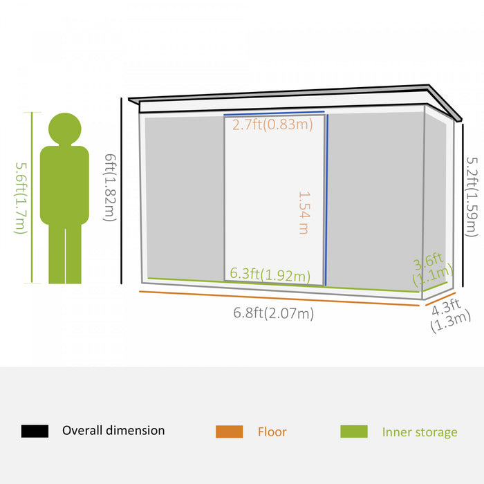 Outsunny 82\"x 52\" Abri De Jardin Terrasse Cabanon Rangement En Metal Porte Verrouillable Vert