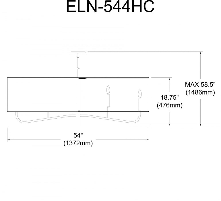 Lustre horizontal Eleanor de Dainolite avec abat-jour blanc, fini noir mat et 4 ampoules