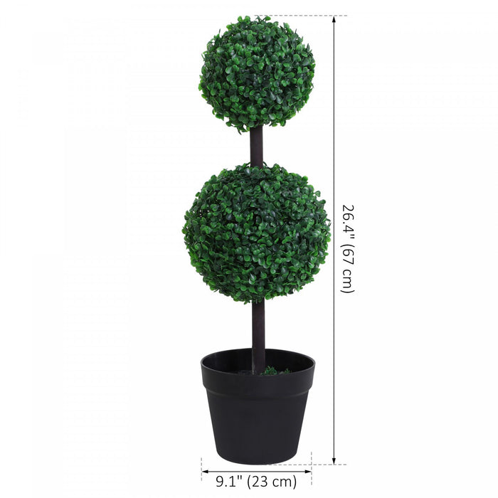 Outsunny Ensemble de 2 Topiaires en Boule, Decoration de Salon, Vert Fonce