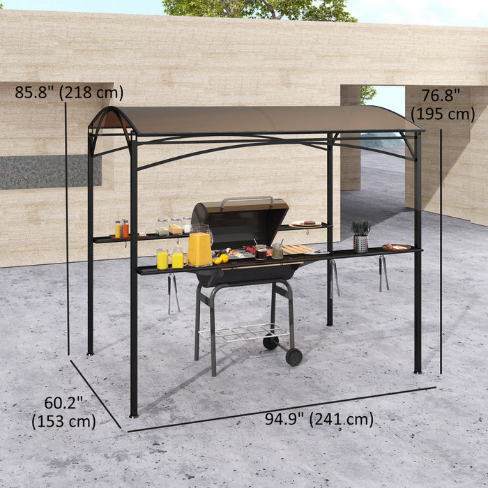 Outsunny Gazebo A Toit Rigide 8' X 5', Gazebo Pour Barbecue Avec Toit En Pc