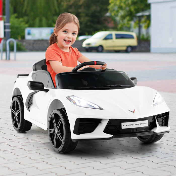 Costway 12v Electrique Enfants Rouler Sur La Voiture Avec Telecommande Sans Fil Connexion Lumieres Blanc