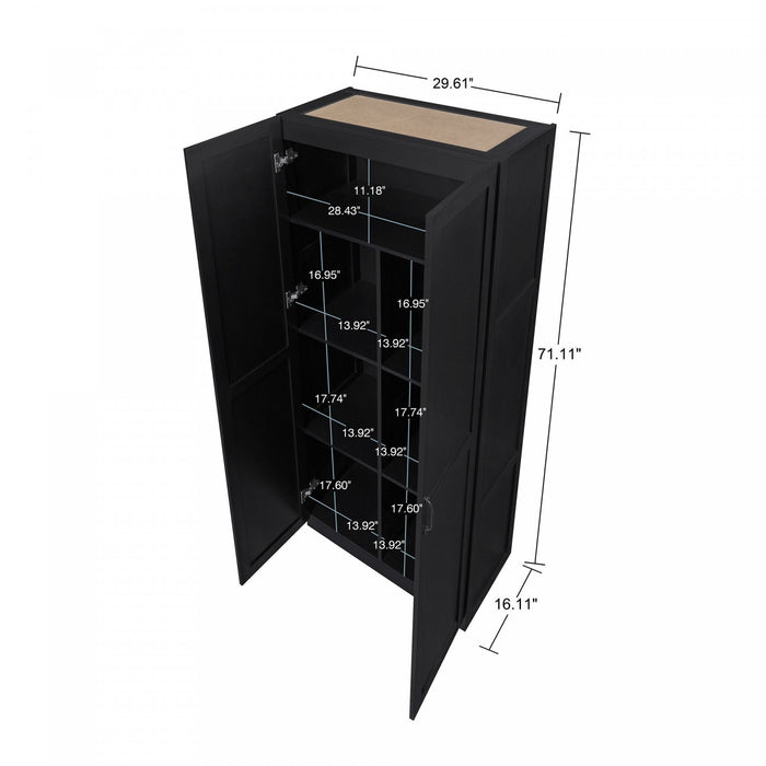 Armoire de rangement moderne Hopkins 30\" en noir (7 etageres) - Lot de 2