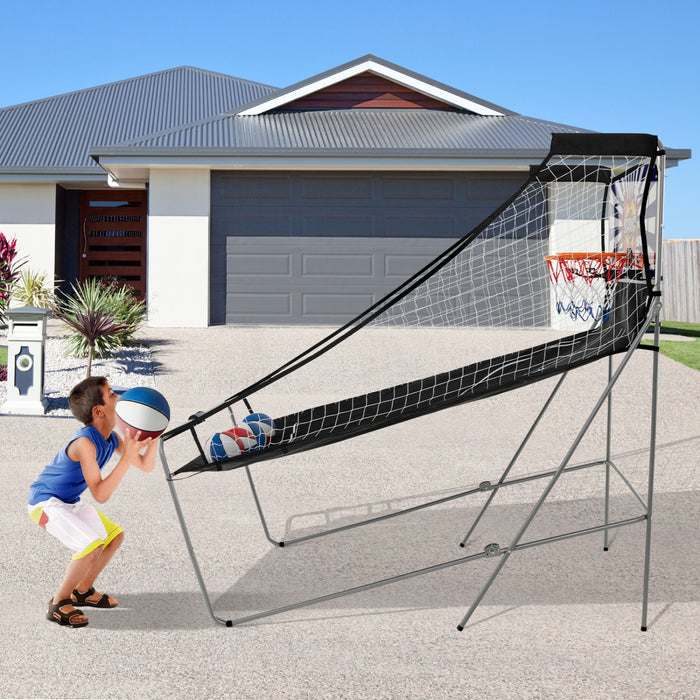 Costway Double Shot Basketball Arcade Game Avec 8 Modes De Jeu Arcade Son Electronique Scoring Blanc