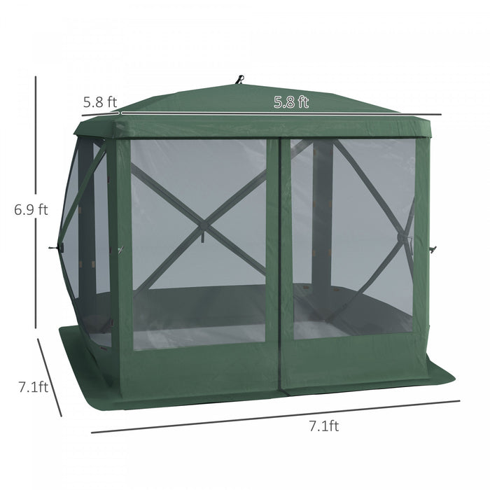 Outsunny Gazebo Maison De L'ecran Camping Tente D'installation Instantanee Pour 3 A 4 Personnes Materiau 210d Avec Sac De Transport Et Piquets De Sol, Vert