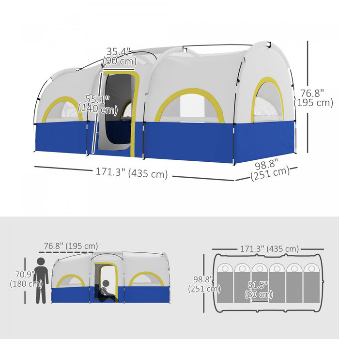 Outsunny Tente De Camping 4-6 Personnes, Impermeable 3000 Mm, Upf 30+, Bleu