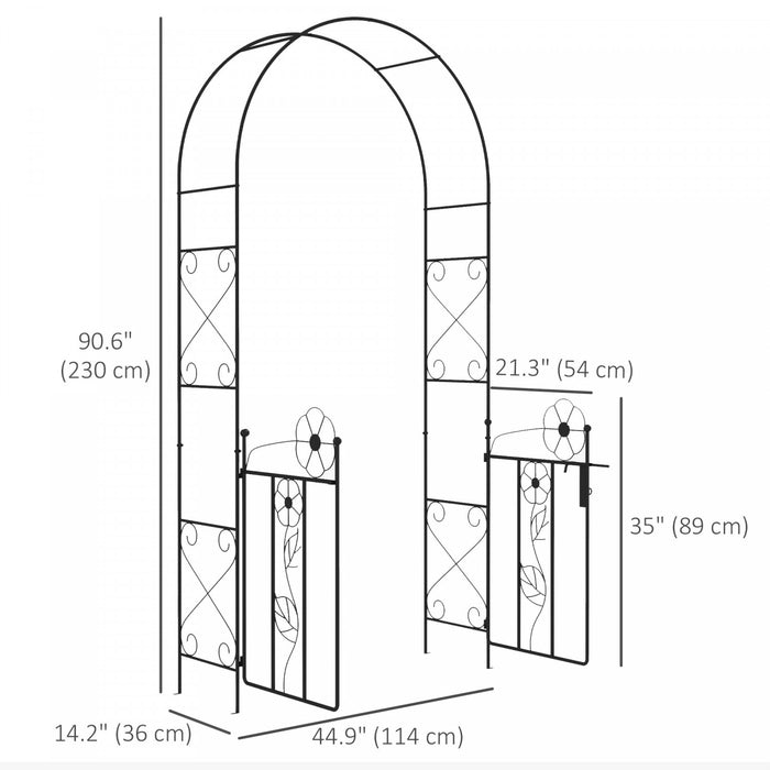 Outsunny Arche De Jardin En Metal Avec Portail Arbre De Jardin Treillis